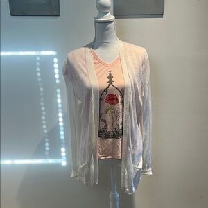 White Sheer Anne Taylor Loft Cardigan